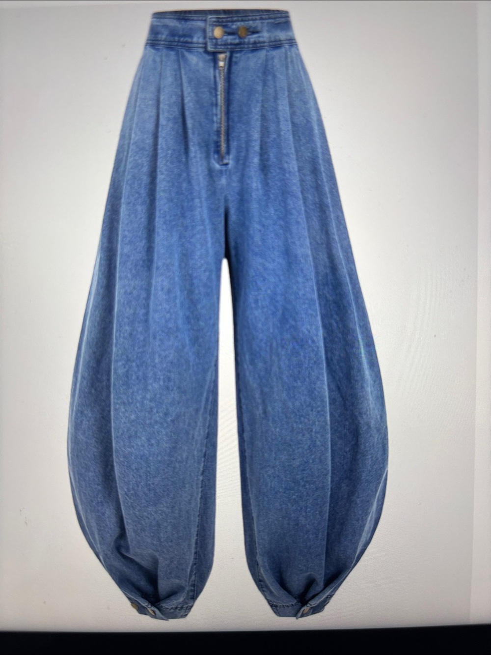 High-Waist Blue Wide-Leg barrel-Balloon Jeans XS